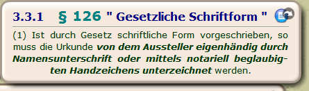 § 126 " Gesetzliche Schriftform "