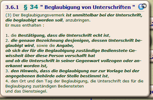 § 34 " Beglaubigung von Unterschriften "

