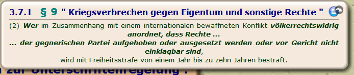 § 9 " Kriegsverbrechen gegen Eigentum und sonstige Rechte "

