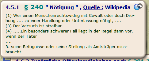 § 240 " Nötigung " , Quelle : Wikipedia