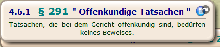 § 291 " Offenkundige Tatsachen "