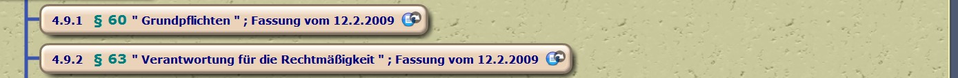 § 60 " Grundpflichten " ; Fassung vom 12.2.2009 § 63 " Verantwortung für die Rechtmäßigkeit " ; Fassung vom 12.2.2009