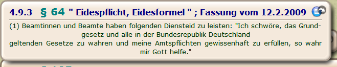 § 64 " Eidespflicht, Eidesformel " ; Fassung vom 12.2.2009 