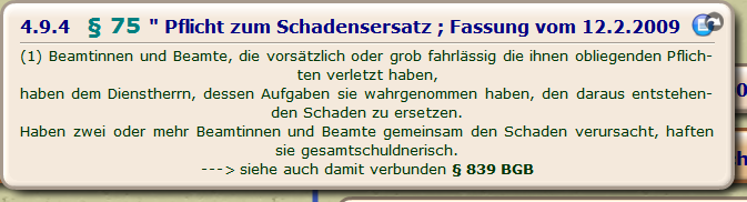 § 75 " Pflicht zum Schadensersatz ; Fassung vom 12.2.2009