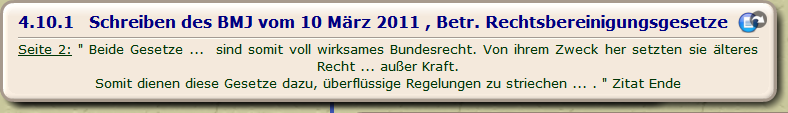 Schreiben des BMJ vom 10 März 2011 , Betr. Rechtsbereinigungsgesetze