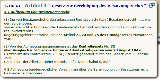 Artikel 4 " Gesetz zur Bereinigung des Besatzungsrechts "